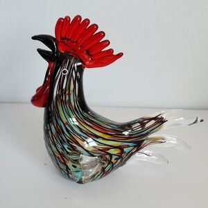 Adore Vibrant Glass Rooster Sculpture